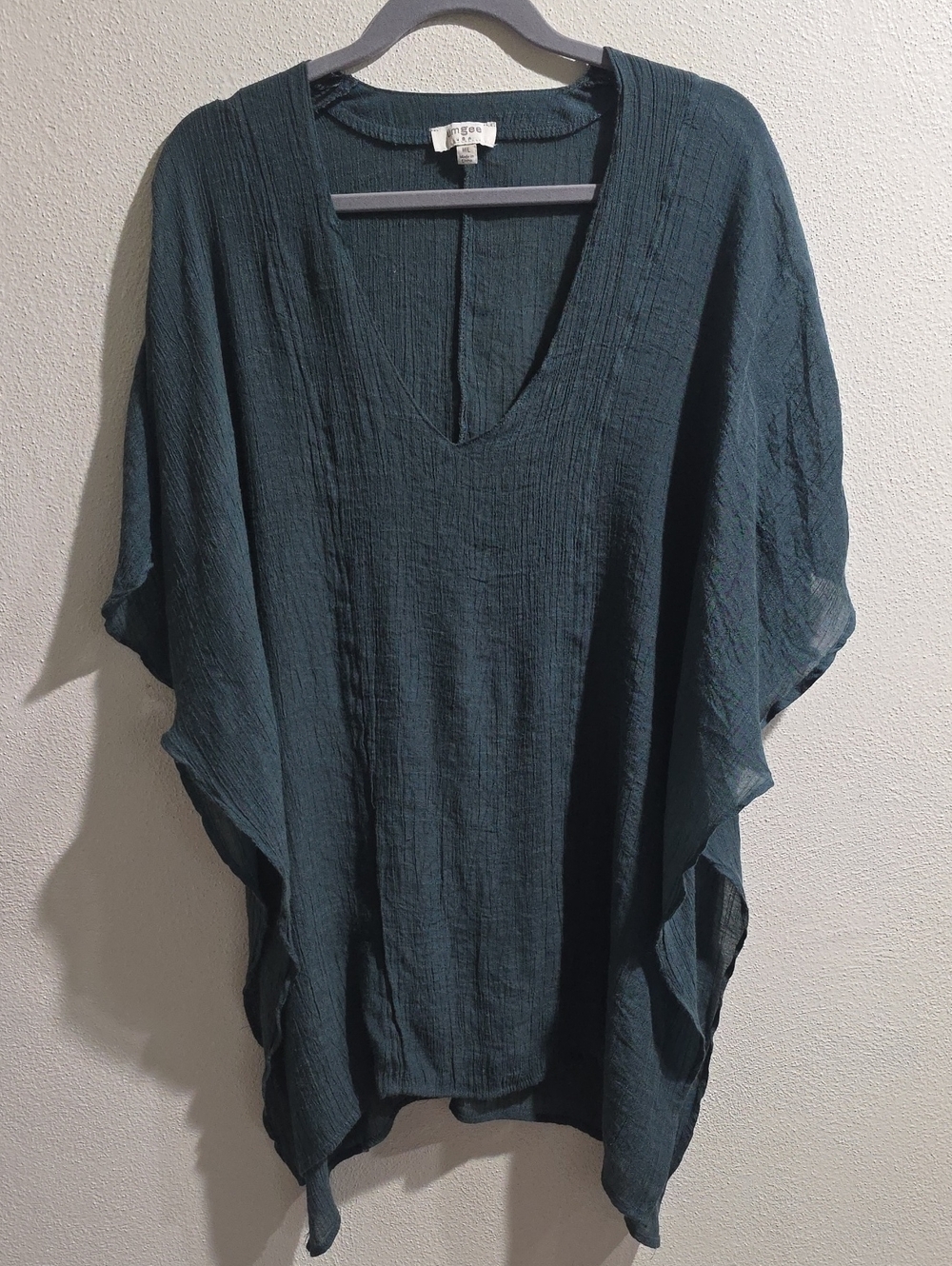 Umgee Crinkle Poncho Tunic Like New Dark Teal Green